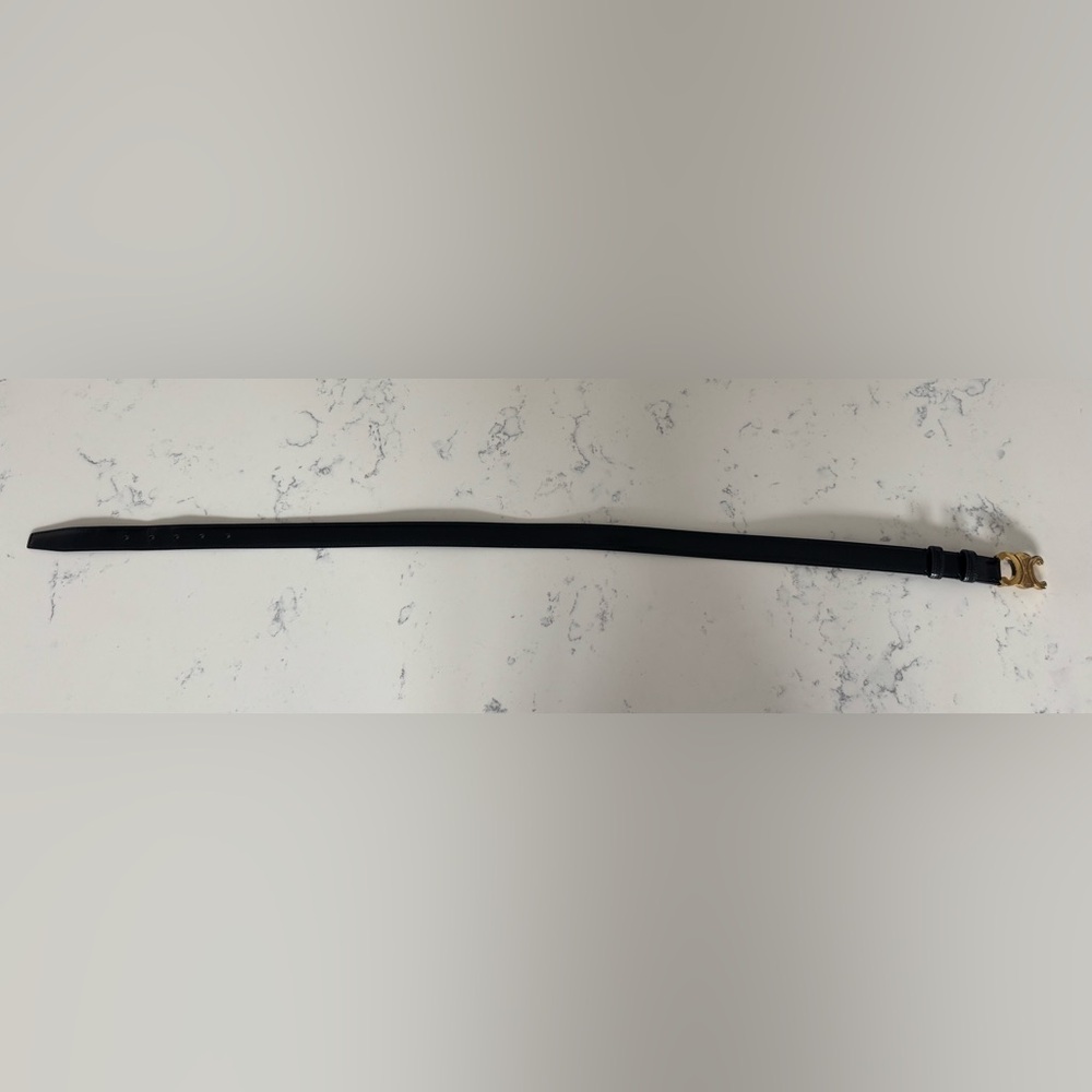 Celine Triomphe Patent Leather Belt | Black| Size 80 - Picture 6 of 12